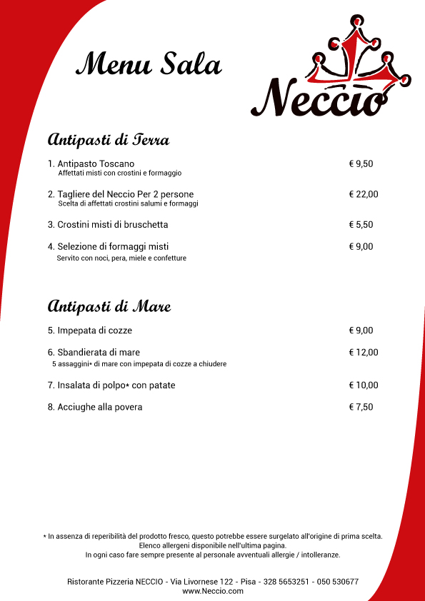 MenuSala Ristorante Neccio